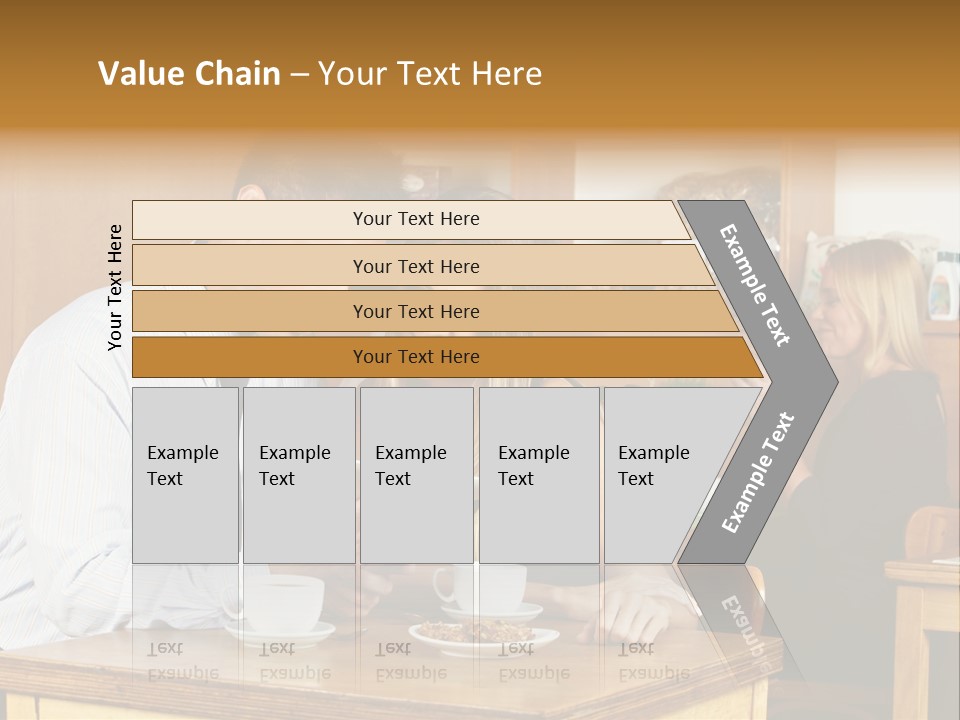 A Man And Woman Sitting At A Table Looking At A Tablet PowerPoint Template