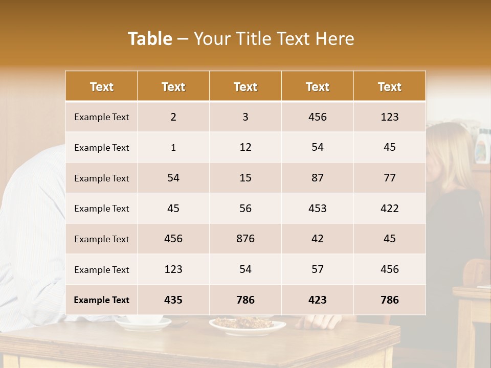 A Man And Woman Sitting At A Table Looking At A Tablet PowerPoint Template