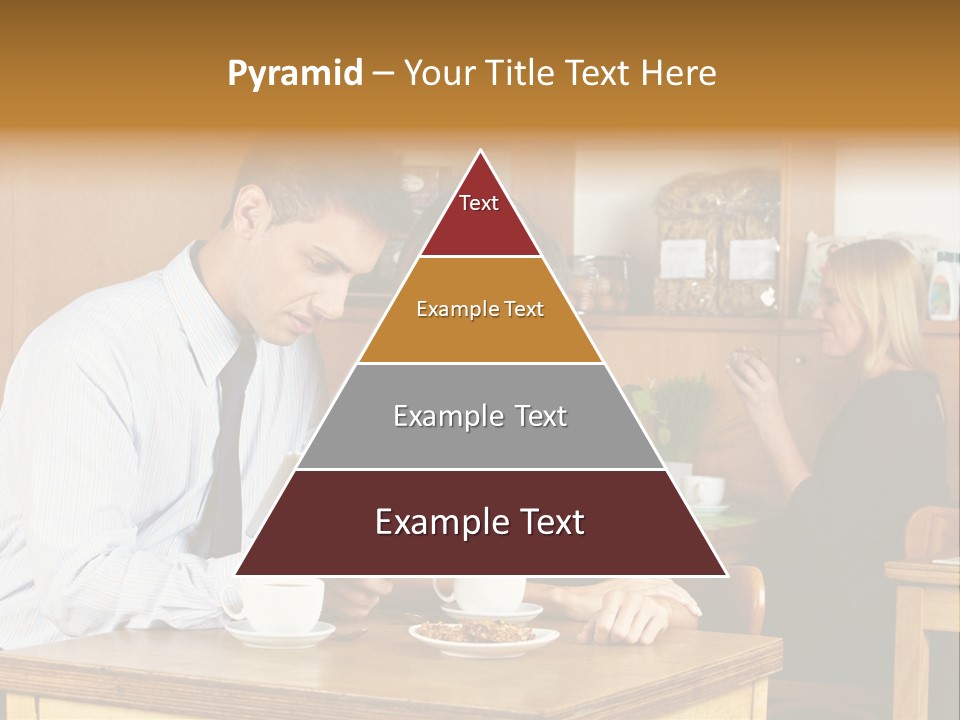 A Man And Woman Sitting At A Table Looking At A Tablet PowerPoint Template