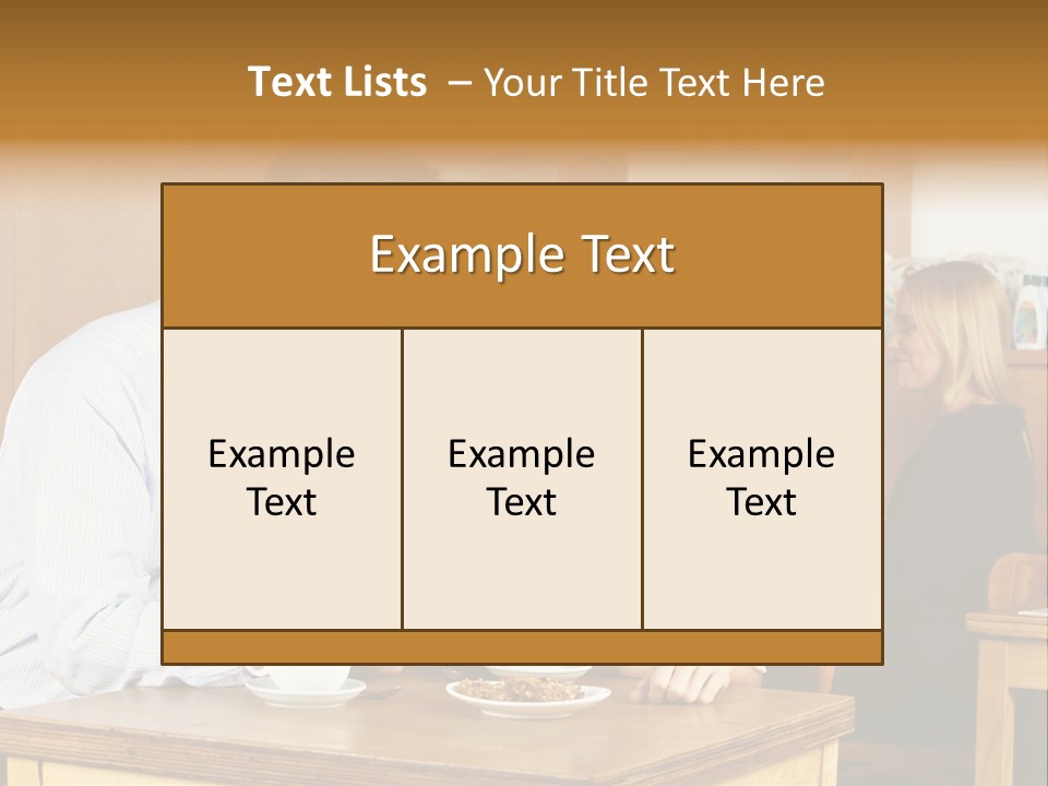 A Man And Woman Sitting At A Table Looking At A Tablet PowerPoint Template