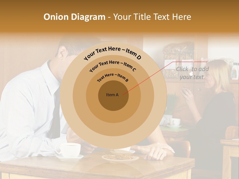 A Man And Woman Sitting At A Table Looking At A Tablet PowerPoint Template