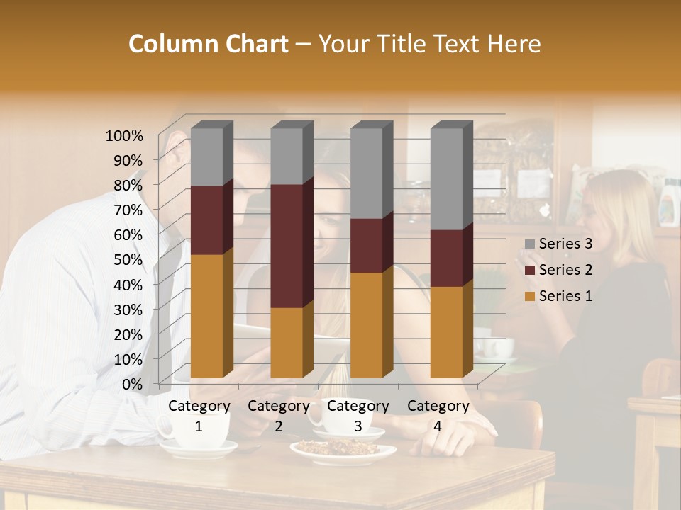 A Man And Woman Sitting At A Table Looking At A Tablet PowerPoint Template