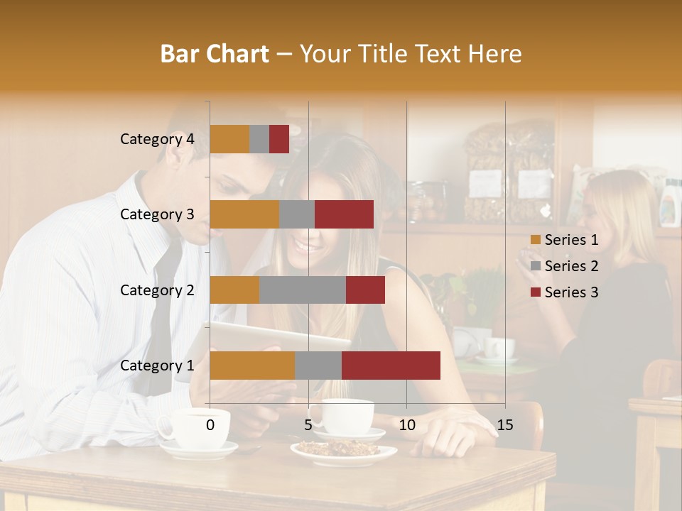 A Man And Woman Sitting At A Table Looking At A Tablet PowerPoint Template