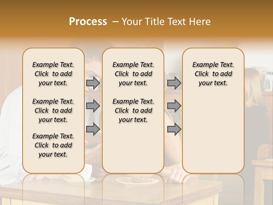 A Man And Woman Sitting At A Table Looking At A Tablet PowerPoint Template