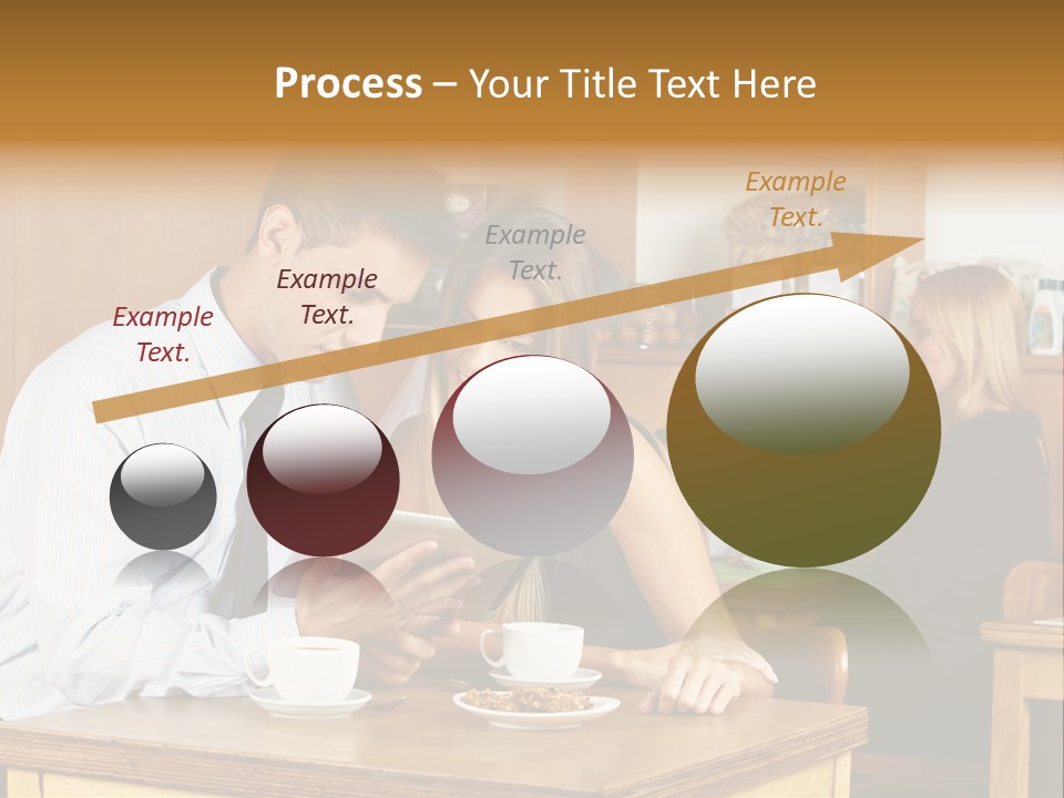 A Man And Woman Sitting At A Table Looking At A Tablet PowerPoint Template