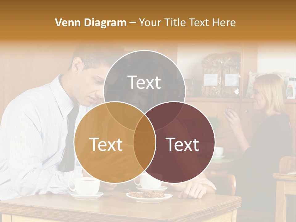 A Man And Woman Sitting At A Table Looking At A Tablet PowerPoint Template