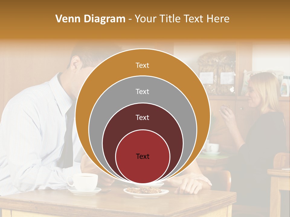 A Man And Woman Sitting At A Table Looking At A Tablet PowerPoint Template