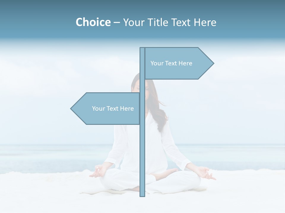 A Woman Sitting In A Yoga Position On The Beach PowerPoint Template