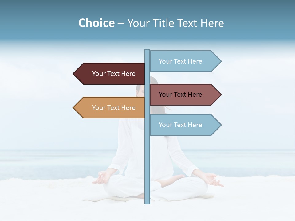 A Woman Sitting In A Yoga Position On The Beach PowerPoint Template