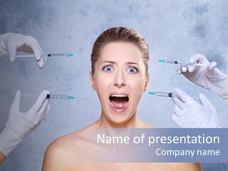 Blue Background Scared Beauty PowerPoint Template