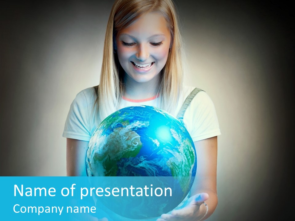 Girl Environment Protect PowerPoint Template