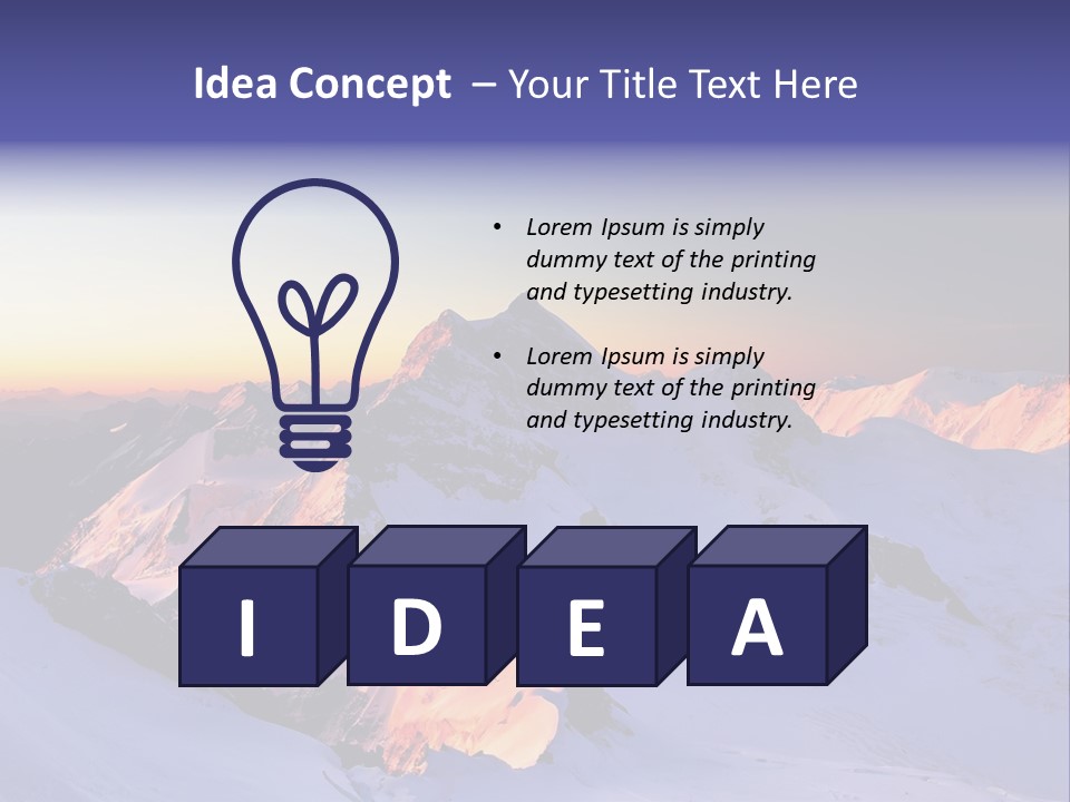 A Snowy Mountain With A Sunset In The Background PowerPoint Template