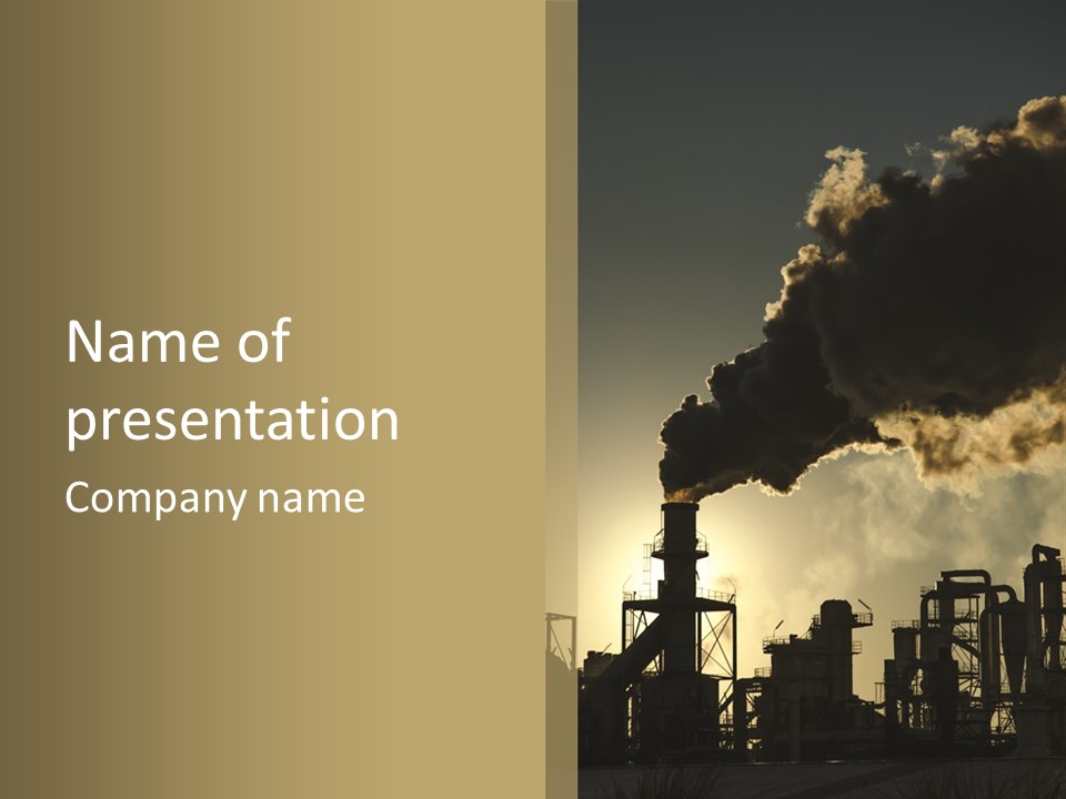 A Power Plant With Smoke Coming Out Of It PowerPoint Template