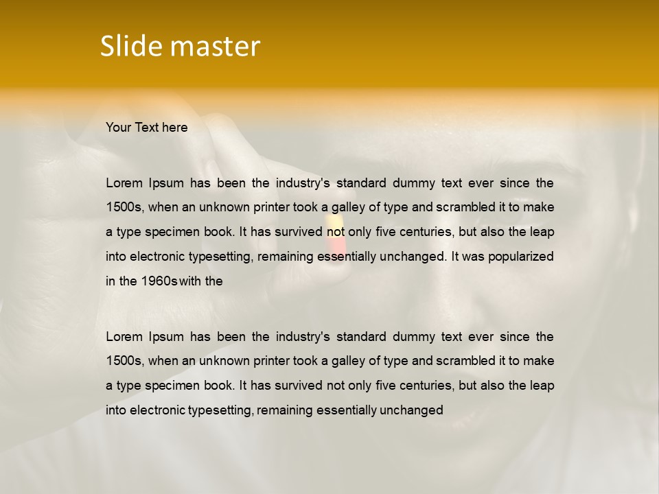 A Woman Holding A Pill Pill In Front Of Her Face PowerPoint Template