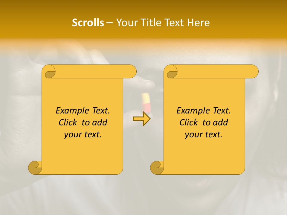 A Woman Holding A Pill Pill In Front Of Her Face PowerPoint Template