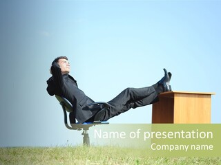 Outdoor Worker Desk PowerPoint Template