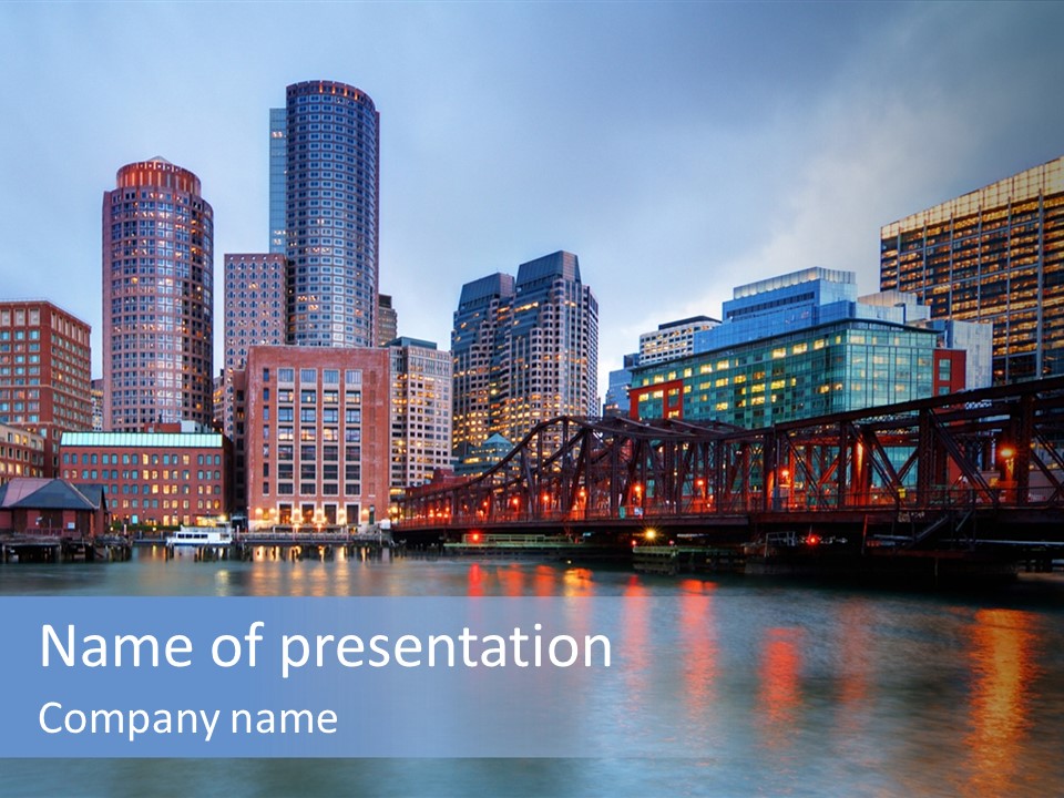 Skyscrapers Panoramic Bay PowerPoint Template