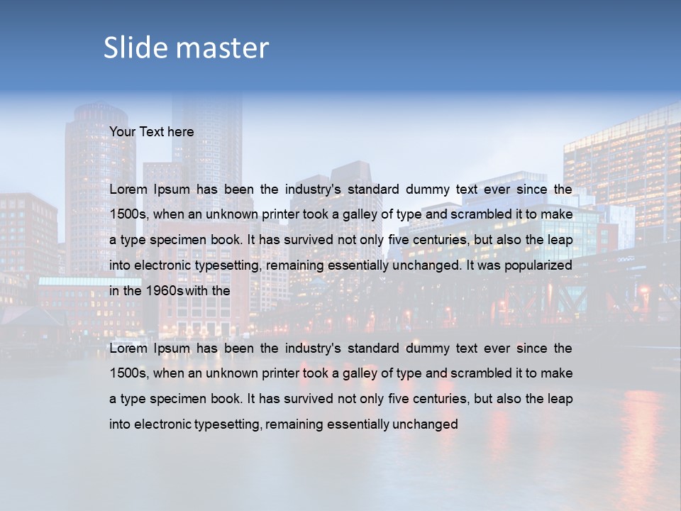 Skyscrapers Panoramic Bay PowerPoint Template