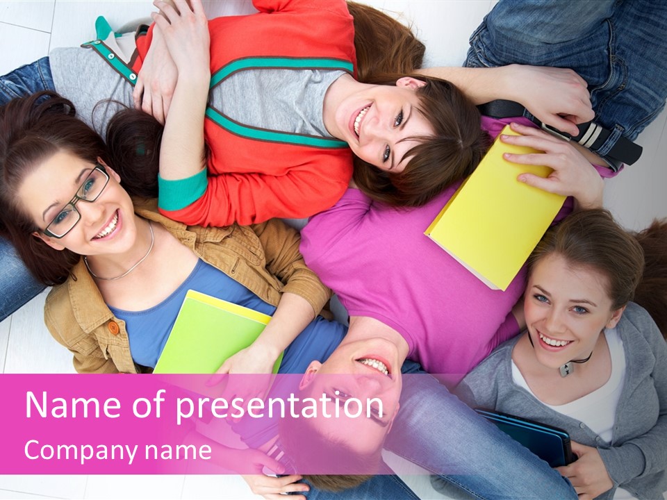 Woman Happiness Teens PowerPoint Template