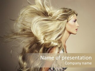 A Woman With Long Blonde Hair Is Shown In This Powerpoint Presentation PowerPoint Template