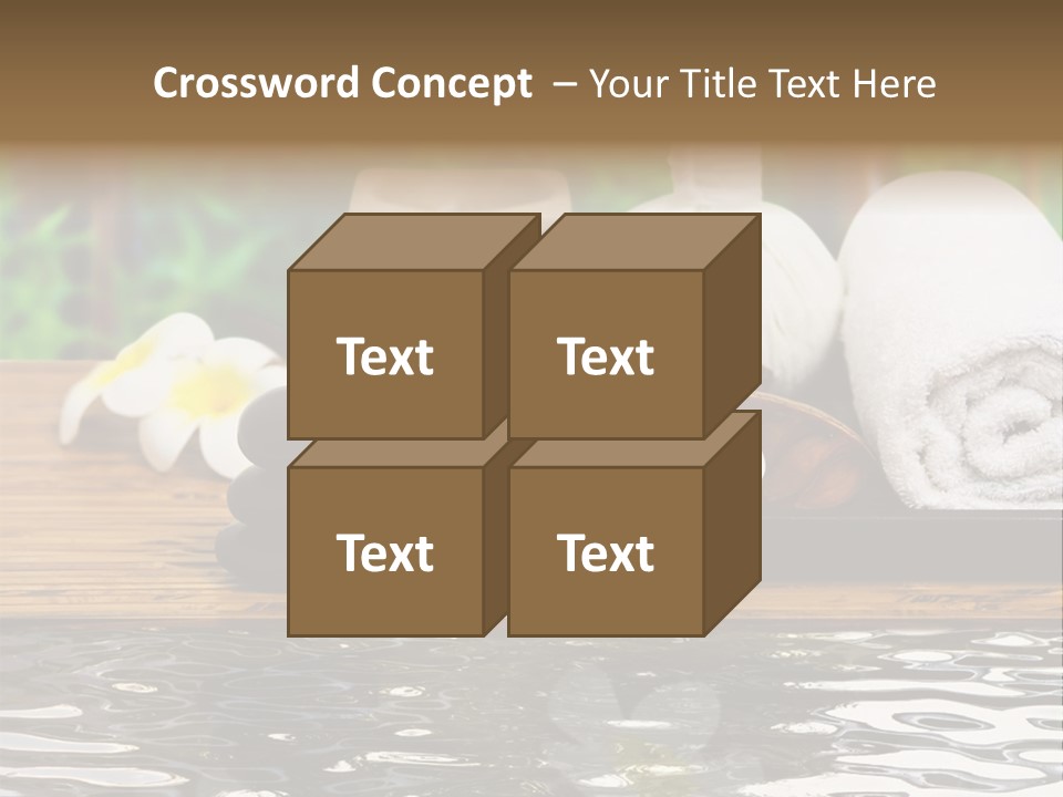 A Wooden Table Topped With Towels And Other Items PowerPoint Template