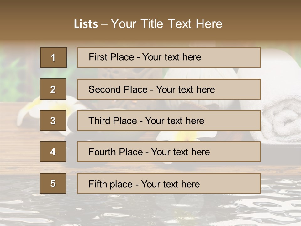 A Wooden Table Topped With Towels And Other Items PowerPoint Template