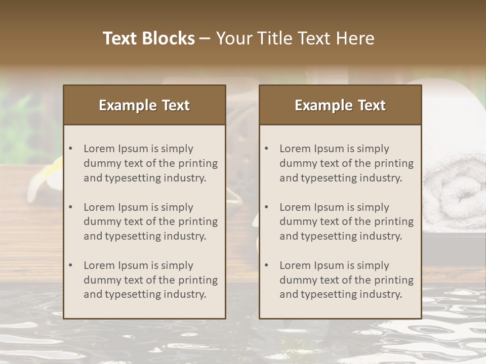 A Wooden Table Topped With Towels And Other Items PowerPoint Template