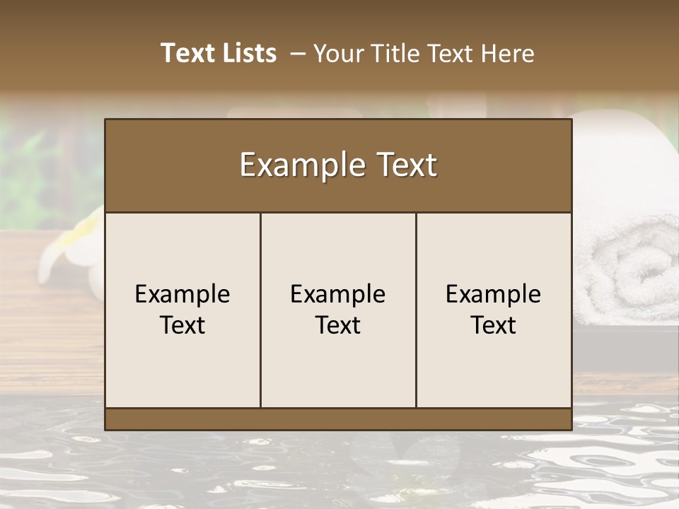 A Wooden Table Topped With Towels And Other Items PowerPoint Template