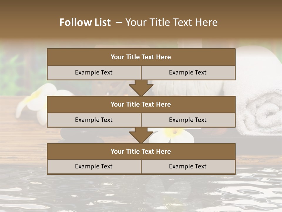 A Wooden Table Topped With Towels And Other Items PowerPoint Template