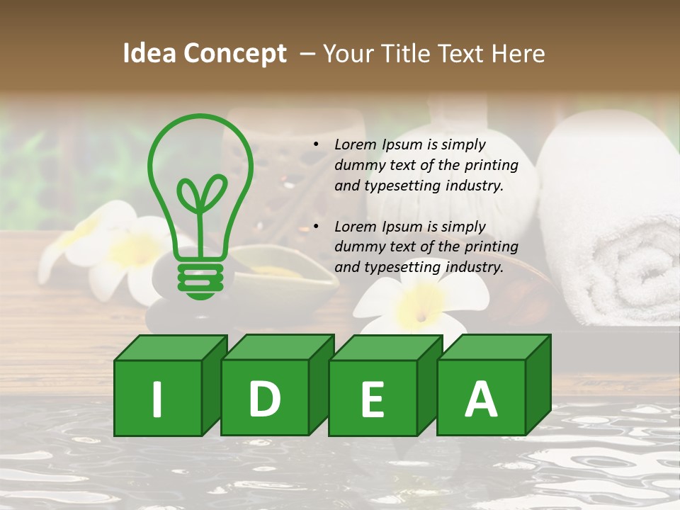 A Wooden Table Topped With Towels And Other Items PowerPoint Template