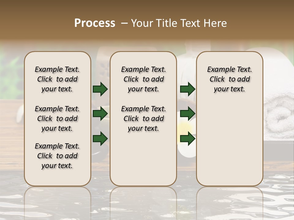 A Wooden Table Topped With Towels And Other Items PowerPoint Template