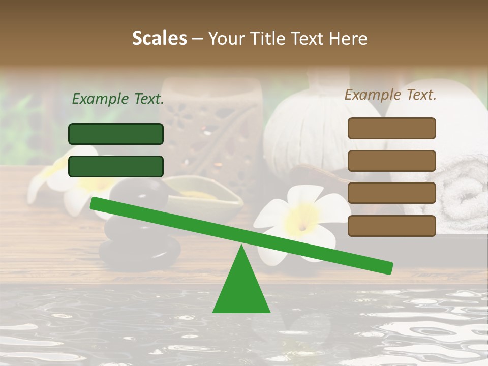 A Wooden Table Topped With Towels And Other Items PowerPoint Template
