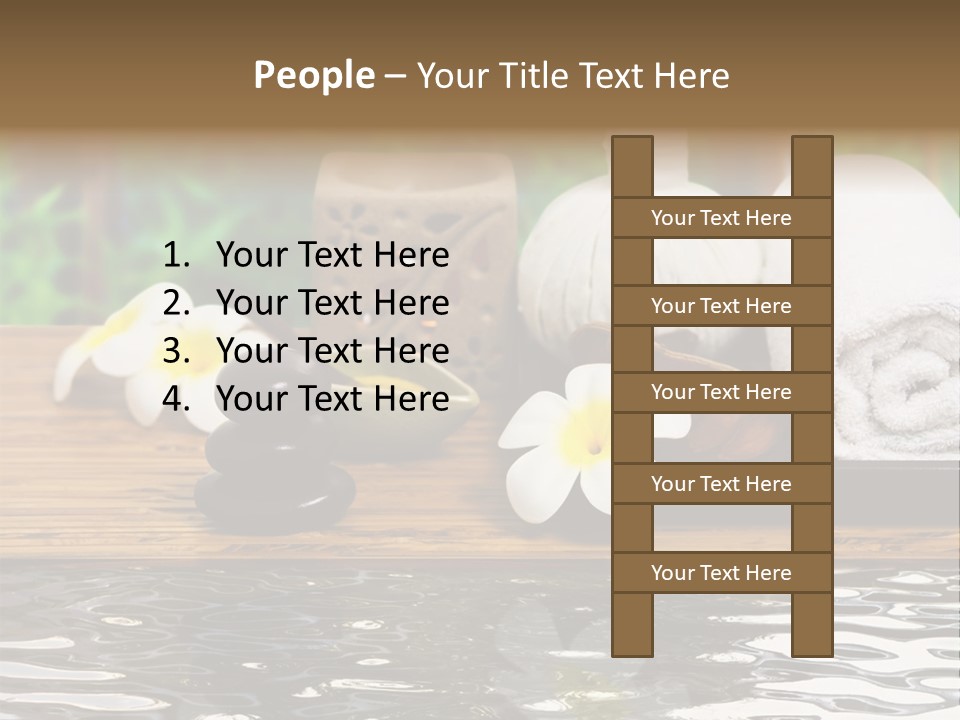 A Wooden Table Topped With Towels And Other Items PowerPoint Template
