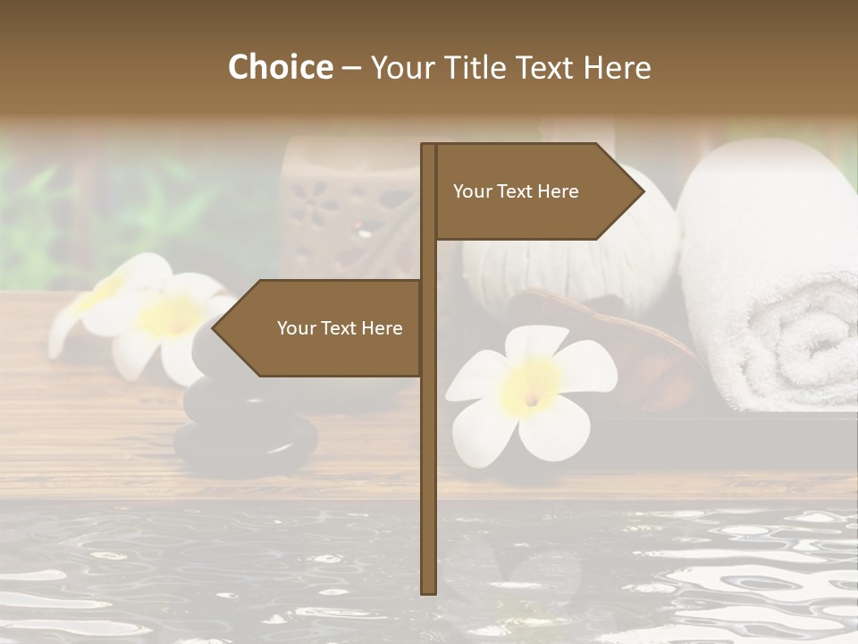 A Wooden Table Topped With Towels And Other Items PowerPoint Template