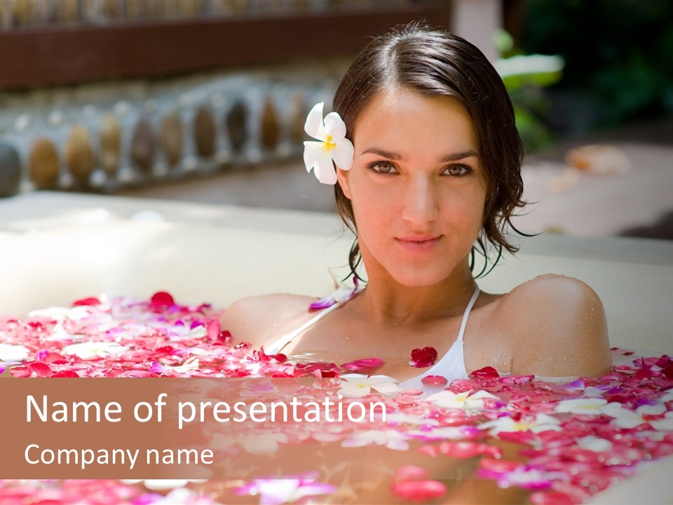 Tropical Woman Bath PowerPoint Template