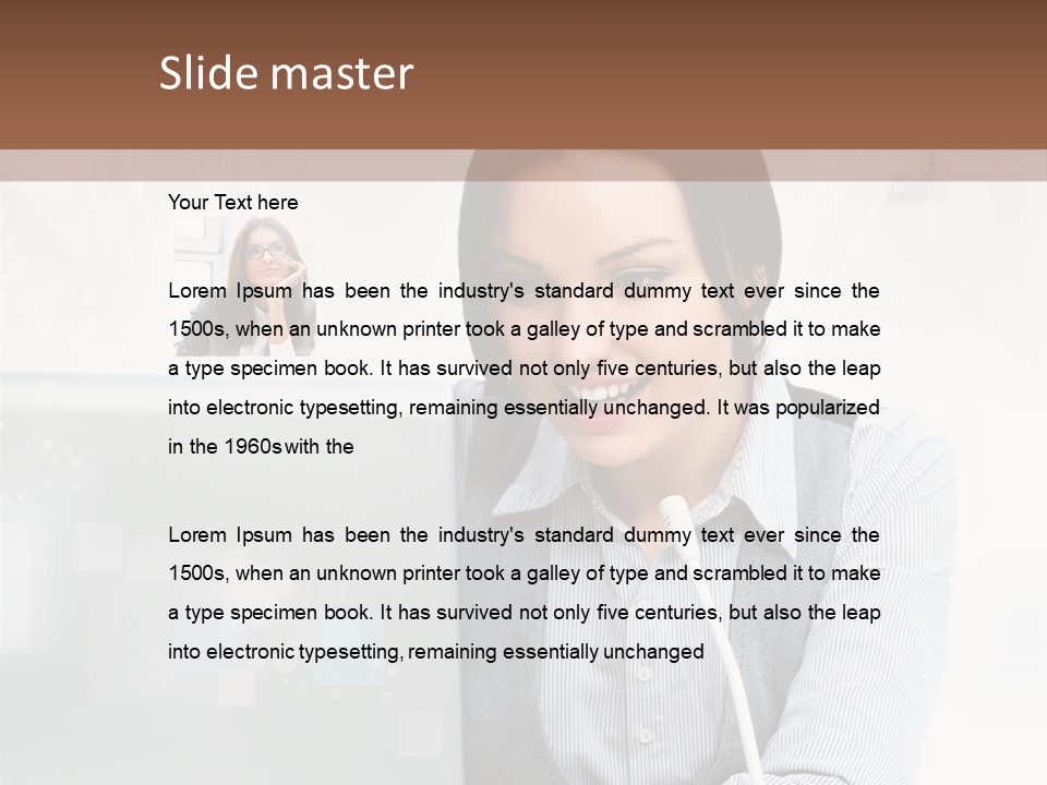 A Woman Sitting In Front Of A Laptop Computer PowerPoint Template