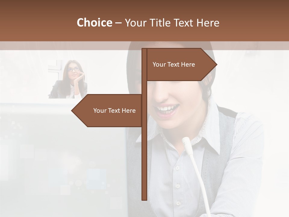 A Woman Sitting In Front Of A Laptop Computer PowerPoint Template