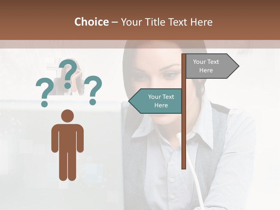 A Woman Sitting In Front Of A Laptop Computer PowerPoint Template