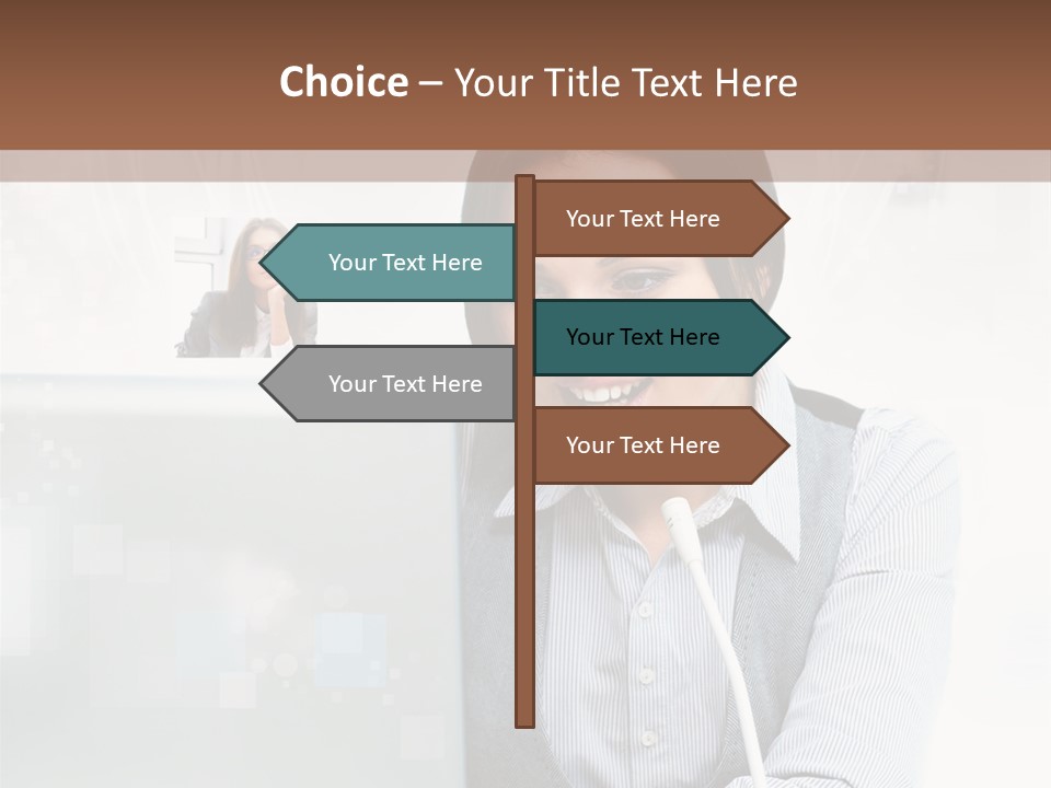 A Woman Sitting In Front Of A Laptop Computer PowerPoint Template