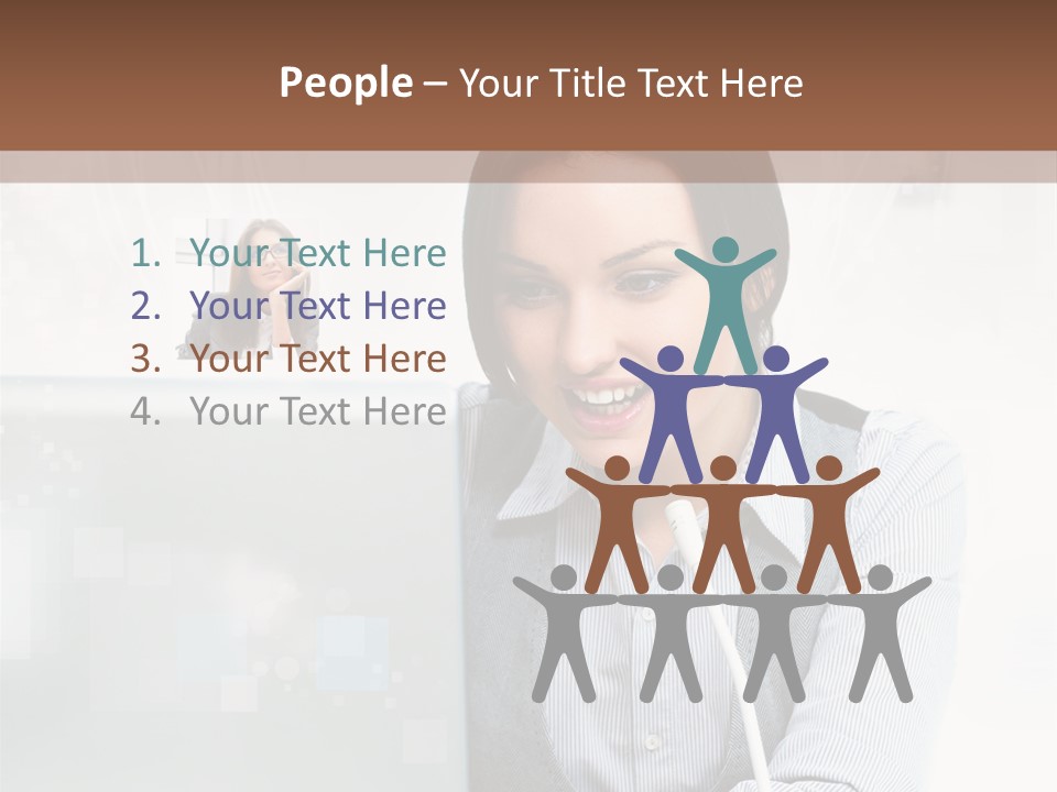 A Woman Sitting In Front Of A Laptop Computer PowerPoint Template