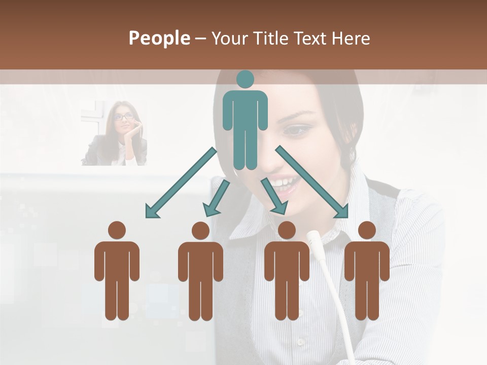 A Woman Sitting In Front Of A Laptop Computer PowerPoint Template