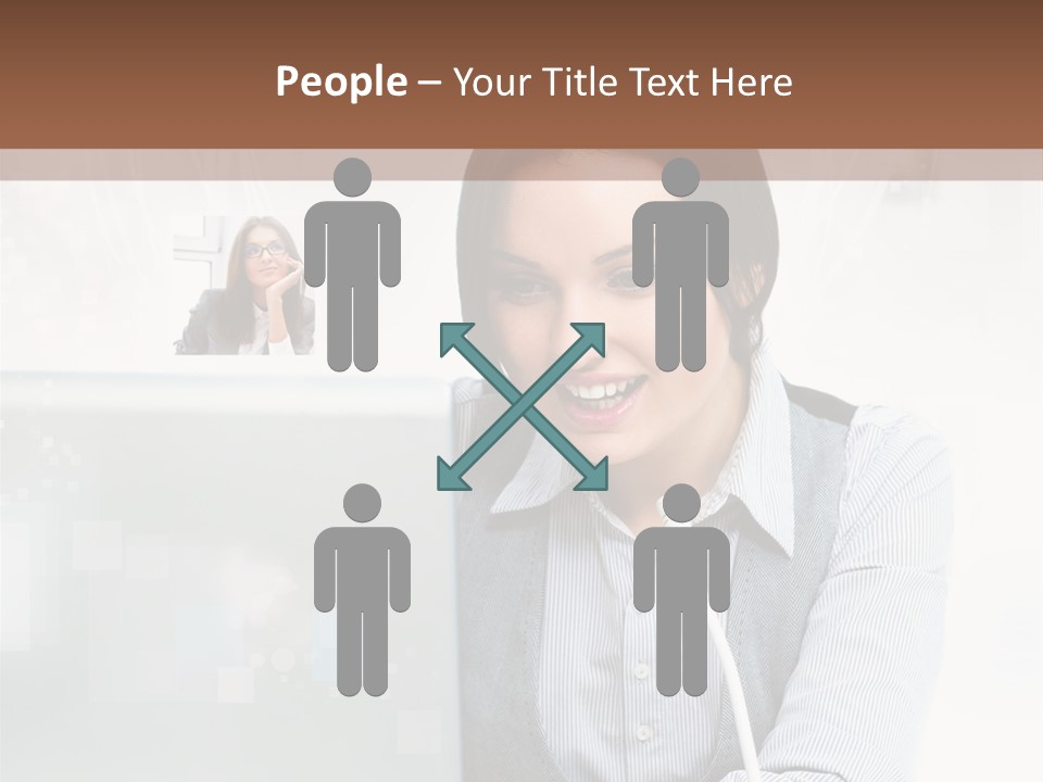 A Woman Sitting In Front Of A Laptop Computer PowerPoint Template