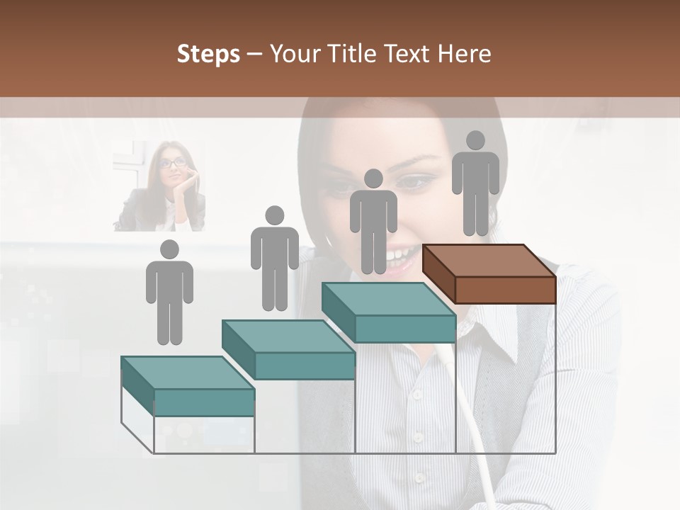 A Woman Sitting In Front Of A Laptop Computer PowerPoint Template