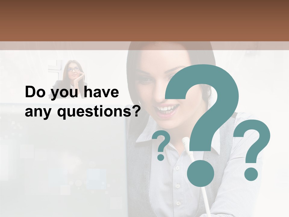 A Woman Sitting In Front Of A Laptop Computer PowerPoint Template