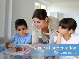 Technology Homework Dark Hair PowerPoint Template