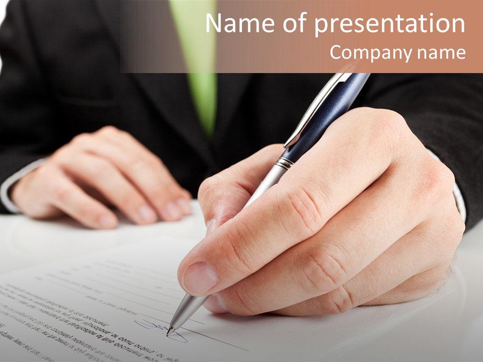 White Male Pen PowerPoint Template