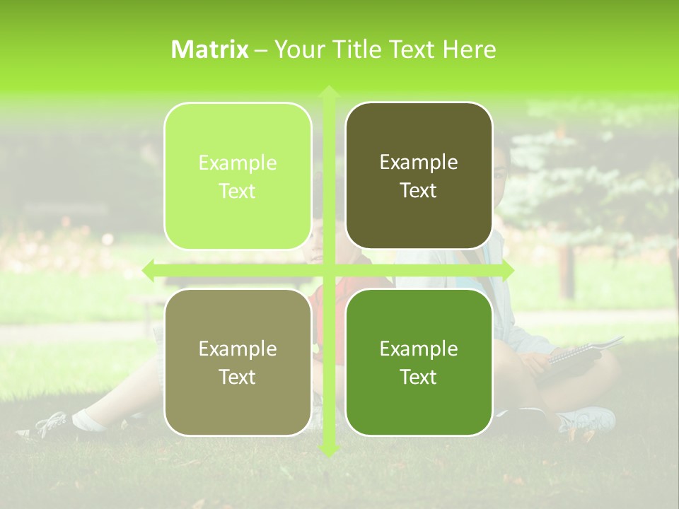 Schoolgirl Green Person PowerPoint Template