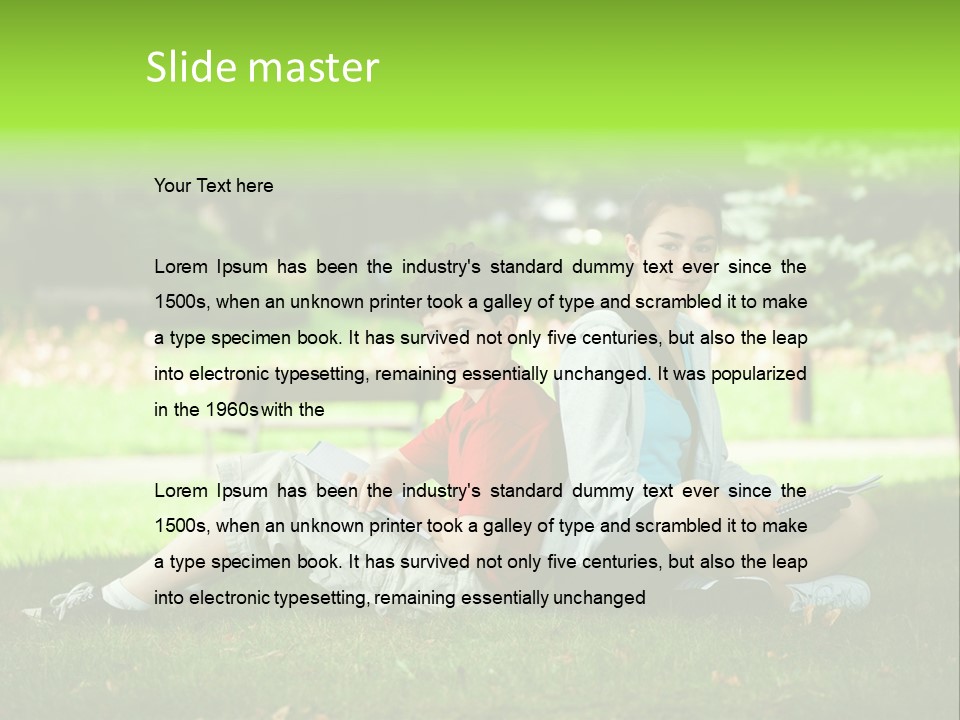 Schoolgirl Green Person PowerPoint Template