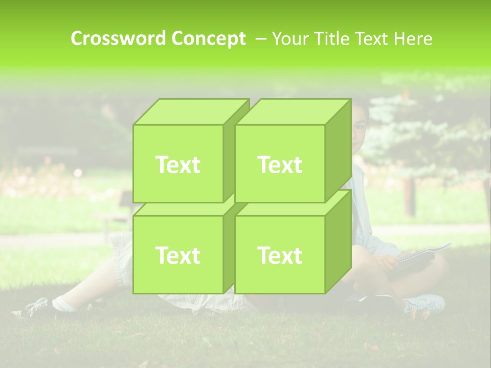 Schoolgirl Green Person PowerPoint Template