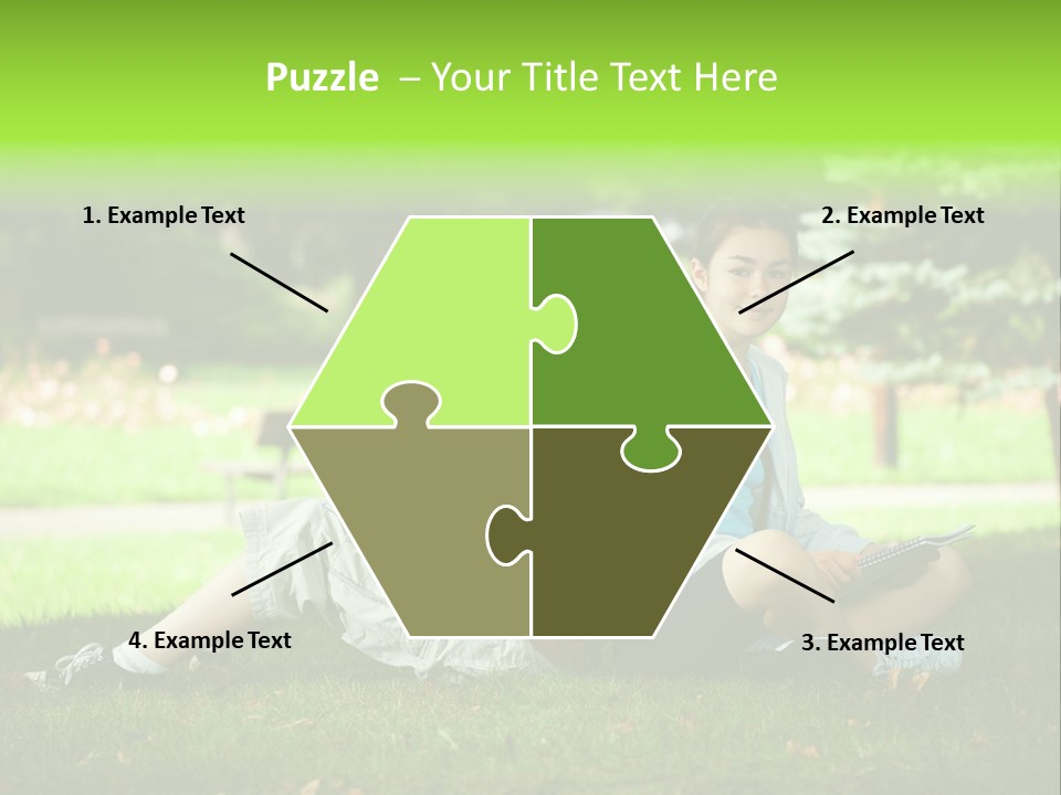 Schoolgirl Green Person PowerPoint Template